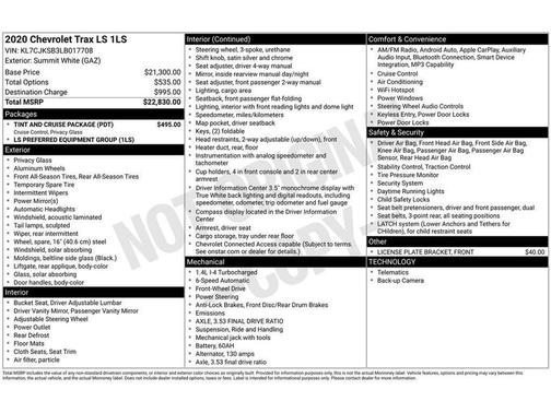 Summit White 2020 Chevrolet Trax LS