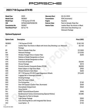 2023 Porsche 718 Cayman GT4 RS