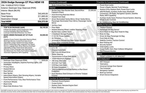 2026 Dodge Durango GT Plus HEMI V8