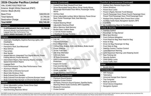 2026 Chrysler Pacifica Limited