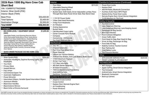 2026 RAM 1500 Big Horn/Lone Star