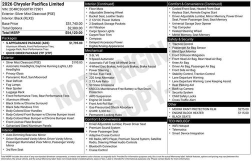 2026 Chrysler Pacifica Limited