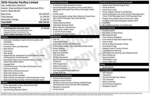 2026 Chrysler Pacifica Limited