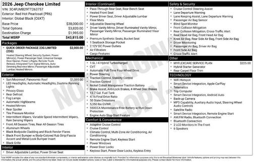 Red 2026 Jeep Cherokee LAREDO/LIMITED