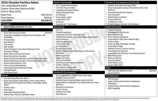 2026 Chrysler Pacifica Select