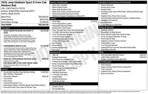 2026 Jeep Gladiator Sport