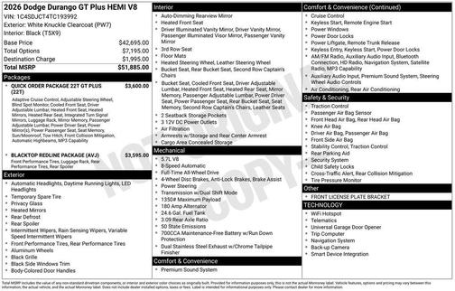 2026 Dodge Durango GT Plus HEMI V8
