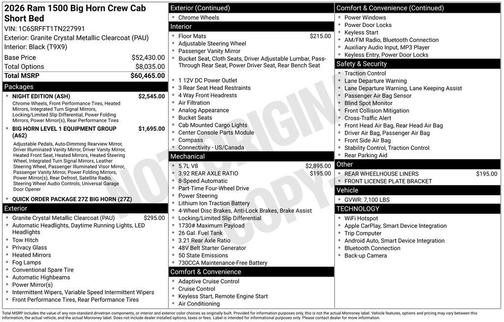 2026 RAM 1500 Big Horn/Lone Star