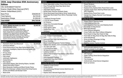 White 2026 Jeep Cherokee LAREDO/LIMITED