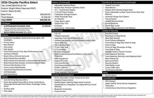 2026 Chrysler Pacifica Select