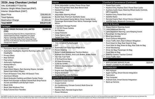 White 2026 Jeep Cherokee LAREDO/LIMITED