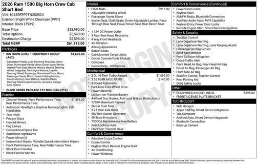 2026 RAM 1500 Big Horn/Lone Star