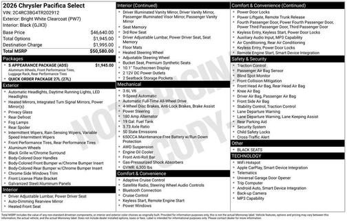 2026 Chrysler Pacifica Select