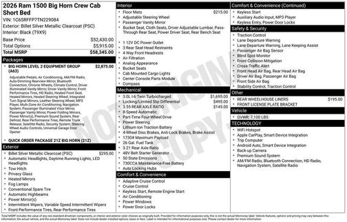 2026 RAM 1500 Big Horn/Lone Star