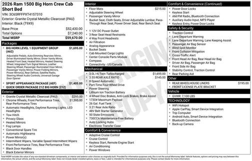 2026 RAM 1500 Big Horn/Lone Star