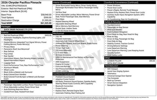 2026 Chrysler Pacifica Pinnacle