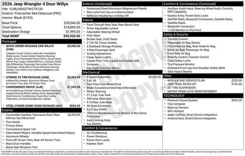 Red 2026 Jeep Wrangler Sport