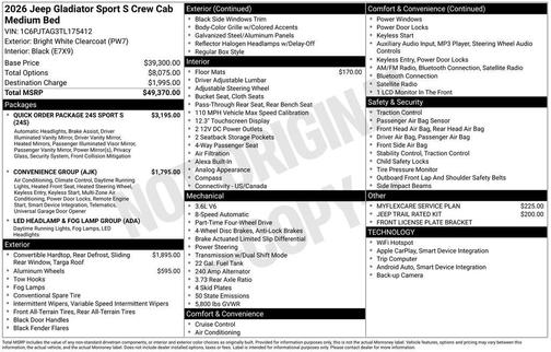 2026 Jeep Gladiator Sport