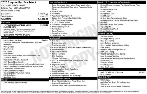 2026 Chrysler Pacifica Select