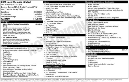 Black 2026 Jeep Cherokee LAREDO/LIMITED