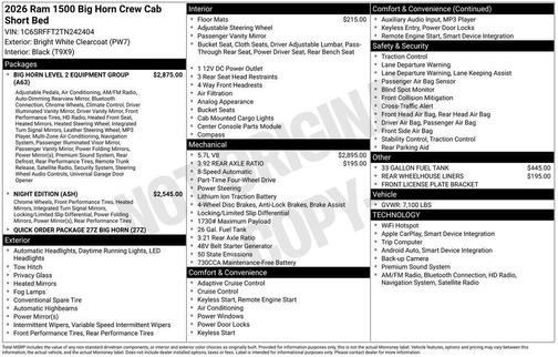 2026 RAM 1500 Big Horn/Lone Star