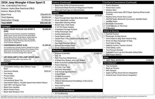 Blue 2026 Jeep Wrangler Sport