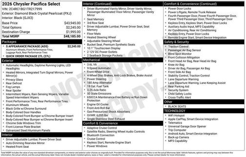 2026 Chrysler Pacifica Select