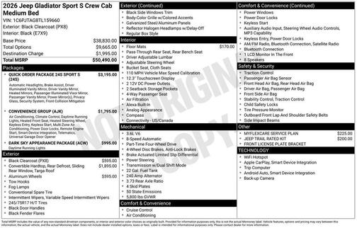 2026 Jeep Gladiator Sport