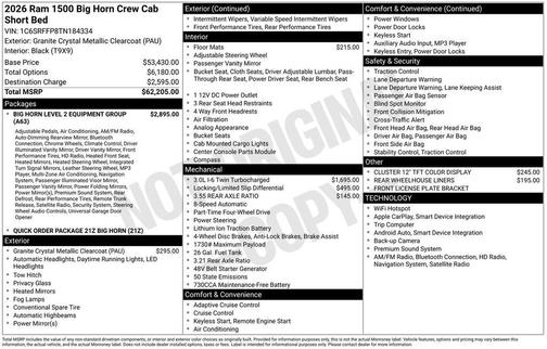 2026 RAM 1500 Big Horn/Lone Star