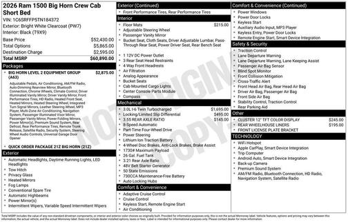2026 RAM 1500 Big Horn/Lone Star
