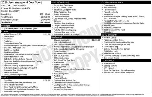 2026 Jeep Wrangler Sport