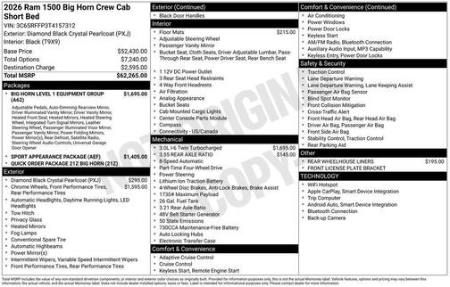 2026 RAM 1500 Big Horn/Lone Star