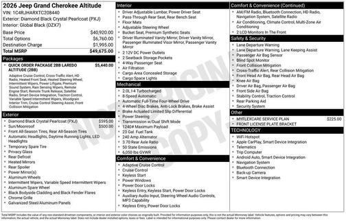 Black 2026 Jeep Grand Cherokee Laredo