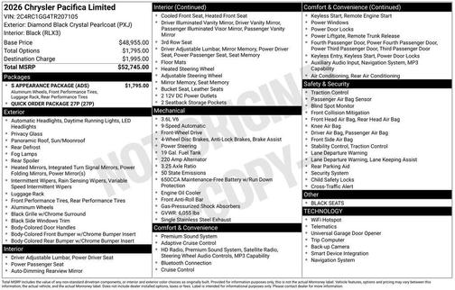 2026 Chrysler Pacifica Limited