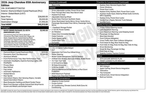 Black 2026 Jeep Cherokee LAREDO/LIMITED