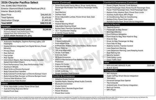 2026 Chrysler Pacifica Select
