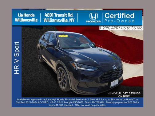 Crystal Black Pearl 2024 Honda HR-V Sport