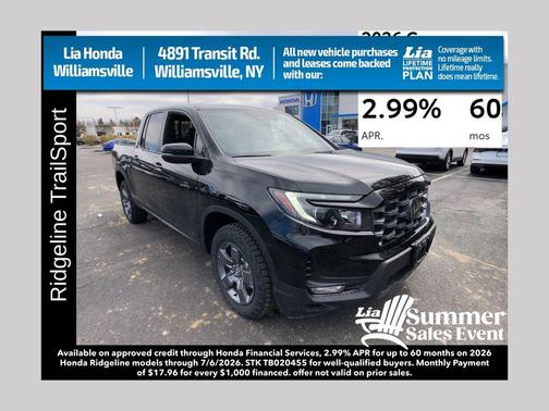 Crystal Black Pearl 2026 Honda Ridgeline TrailSport
