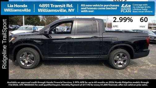 Crystal Black Pearl 2026 Honda Ridgeline TrailSport