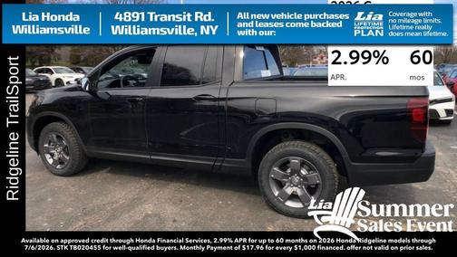 Crystal Black Pearl 2026 Honda Ridgeline TrailSport