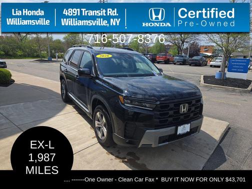Crystal Black Pearl 2026 Honda Pilot EX-L