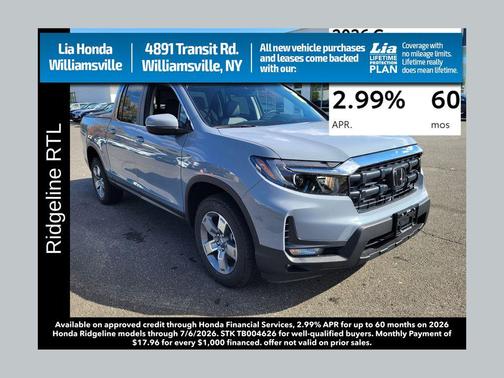 Sonic Gray Pearl 2026 Honda Ridgeline RTL