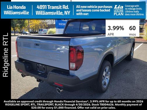 Sonic Gray Pearl 2026 Honda Ridgeline RTL