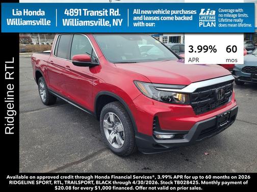 Radiant Red Metallic II 2026 Honda Ridgeline RTL