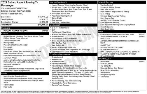 Crimson Red Pearl 2021 Subaru Ascent Touring 7-Passenger