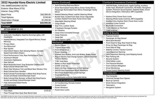2022 Hyundai KONA EV Limited