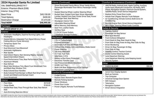 Phantom Black 2024 Hyundai SANTA FE Limited