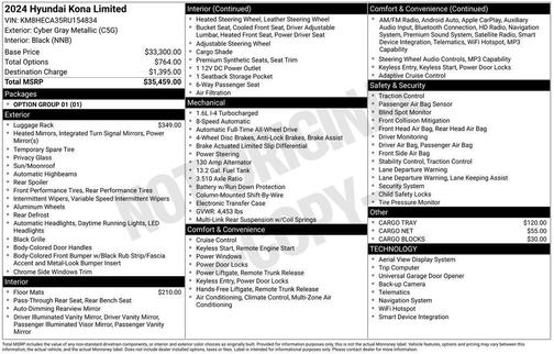 Cyber Gray Metallic 2024 Hyundai KONA Limited