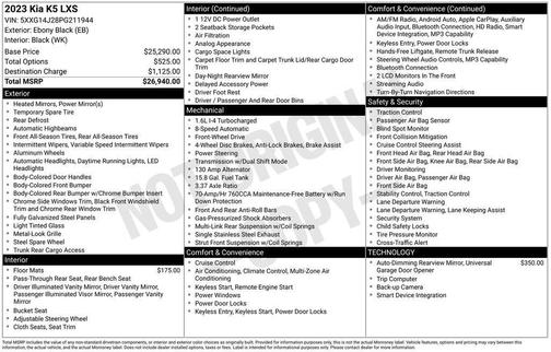 Ebony Black 2023 Kia K5 LXS