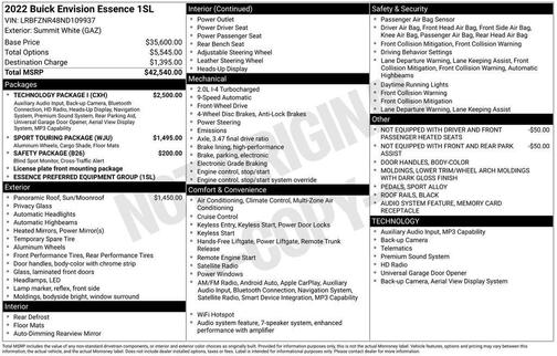Summit White 2022 Buick Envision Essence